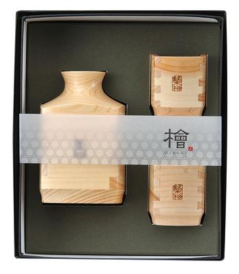 Yamako Sake Cups and Guinomi Set Sake 7 X 7 X 10 Cm Guinomi X X Cm X X Cm (Natural) Flask Approx. (height), Cup Approx. 4.5 4.5 6.8 (height), Box