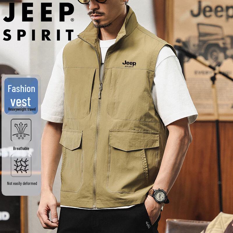 JEEP SPIRIT Men's Stand Collar Outdoor Vest