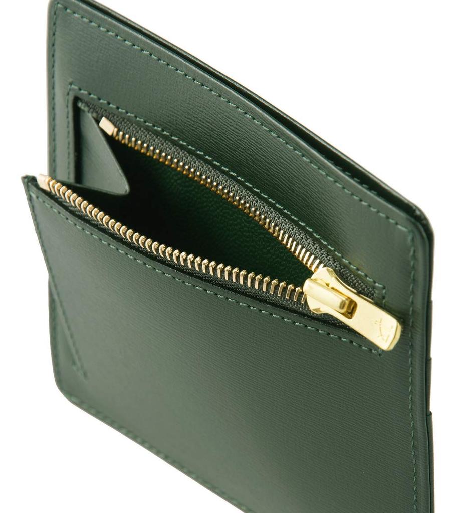 Box Calf Compact Card Case with Coin Purse Made in Japan Genuine Leather Day Gift Birthday Present Green 4432 [Cypris] Father's