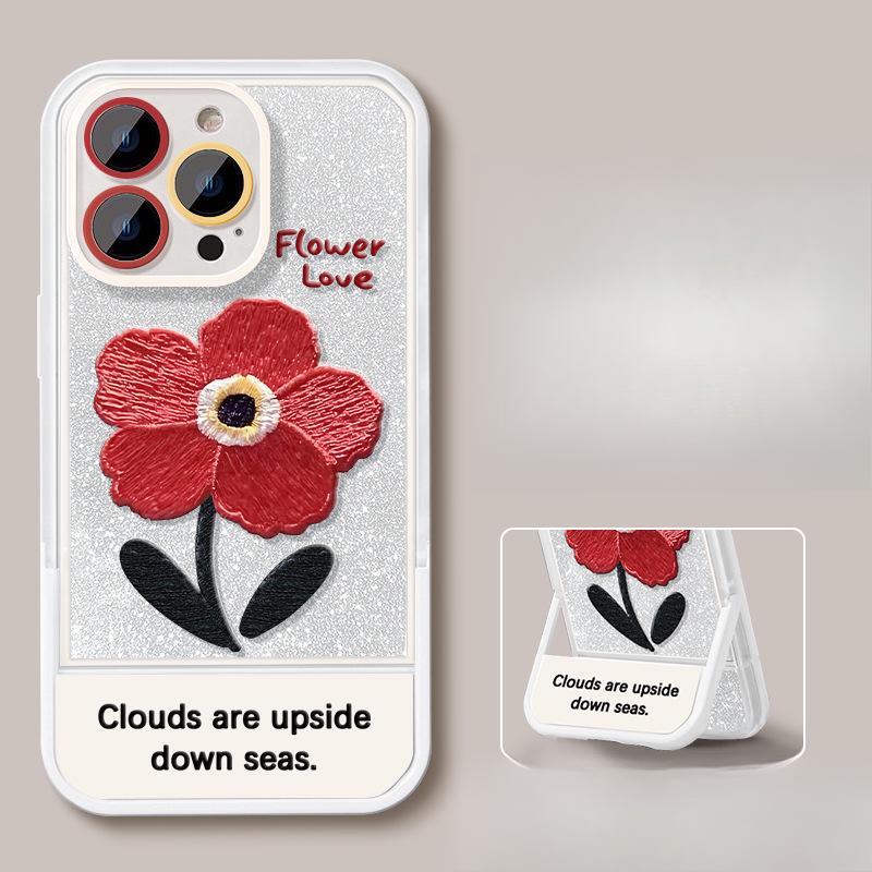 

Вышитые цветы Подходит для чехла для мобильного телефона Apple 16 15promax Невидимая подставка 13 Блестящая пудра 14 Силикон 12 Защитная крышка Redmi K50/K50 Pro