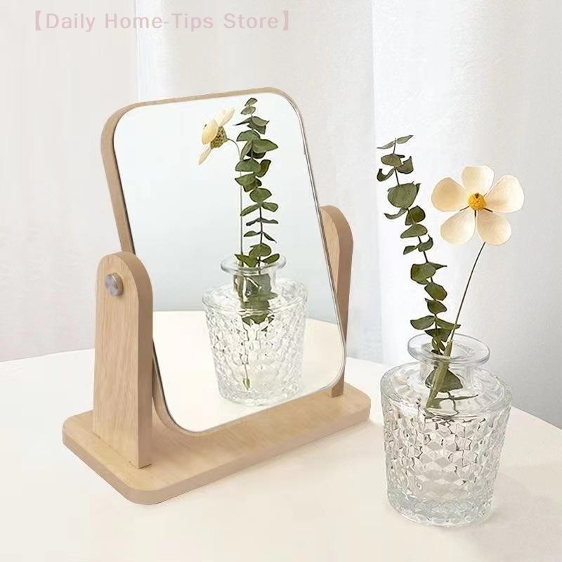 1 Stück Holz Schminkspiegel Klar Persönlicher Gebrauch Ständer Winkelverstellbar Make-up Basis Schreibtisch