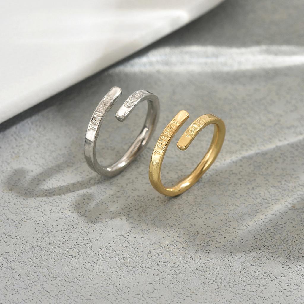 Women's Ring Geometric Open Adjustable Letter Design Couple Rings Versatile Index Finger Ring