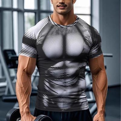 Fitnessstudio Sport Herren Kurzarm T-Shirt Elastisch Fitness Schnelltrocknend Muskel Ärmel Einsatz Schulter T-Shirt