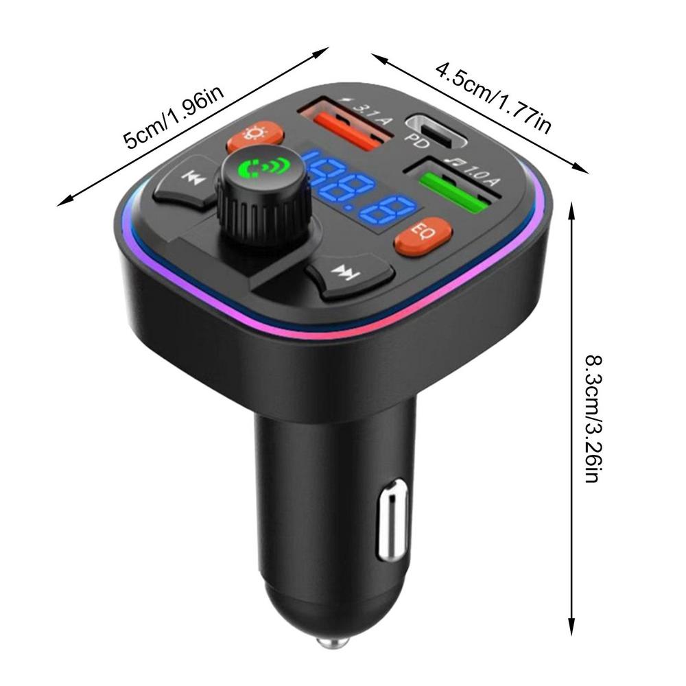

Автомобильный Bluetooth FM-трансмиттер Быстрая зарядка Беспроводной адаптер Радиоприемник Звонок в режиме громкой связи FM-трансмиттер Для аудио плееров и