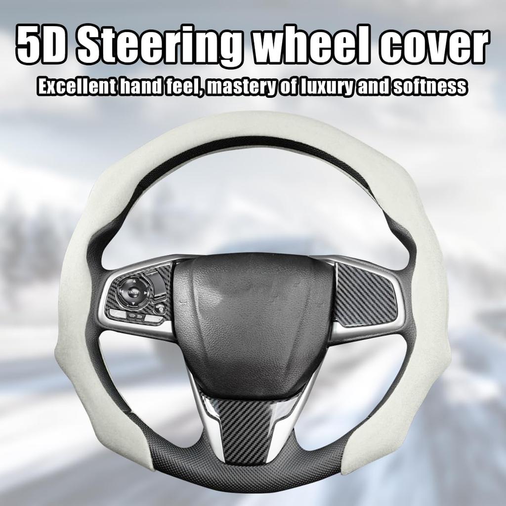 Mandark Car Steering Wheel Cover, Suede Sport Vehicle Steer Wheel Protector Fitting 15 Inch, Non-Slip Comfortable Automotive Interior Decoration