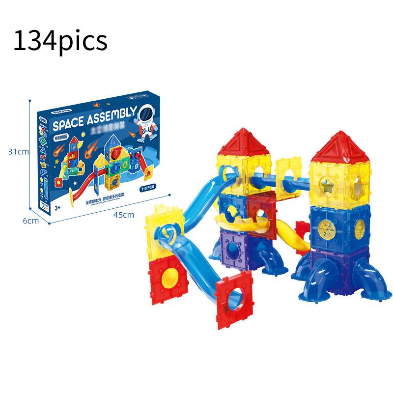 Buntes, nichtmagnetisches Baustein-Murmelbahn-Rutschröhren-Spielzeugset für Kinder