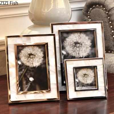 Marco de Fotos Clásico Europeo de Aleación 6/7 Pulgadas Tocador Mesita de Noche Escritorio Decoración de Marco de Fotos para el Hogar Regalo para Gala de Bodas