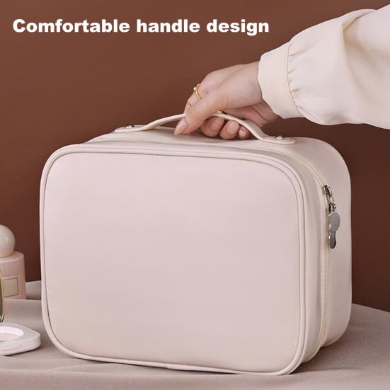 Travel Makeup Bag Portable Open Flat Toiletry Bag Waterproof Large Capacity Cosmetic Organizer for Women Business Trip Vacation Use