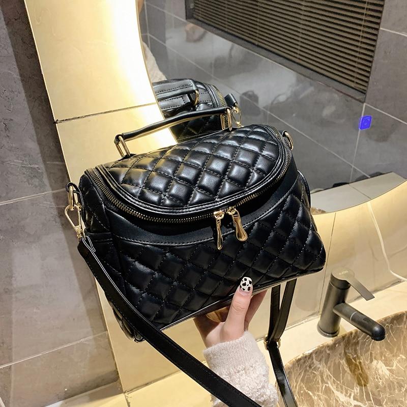 Borsa A Tracolla Donna In TPU Morbido - Design Secchiello Con Tasca Con Patta E Cerniera