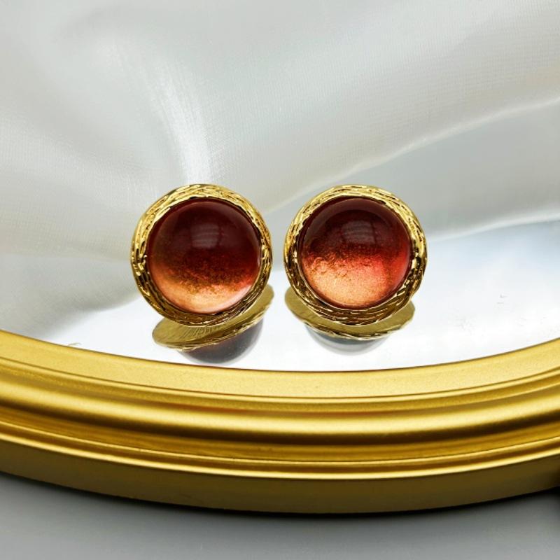 Medieval Vintage Western Style Electroplated Genuine Gold Temperament Geometric Circular Pearl 925 Silver Needle Earrings