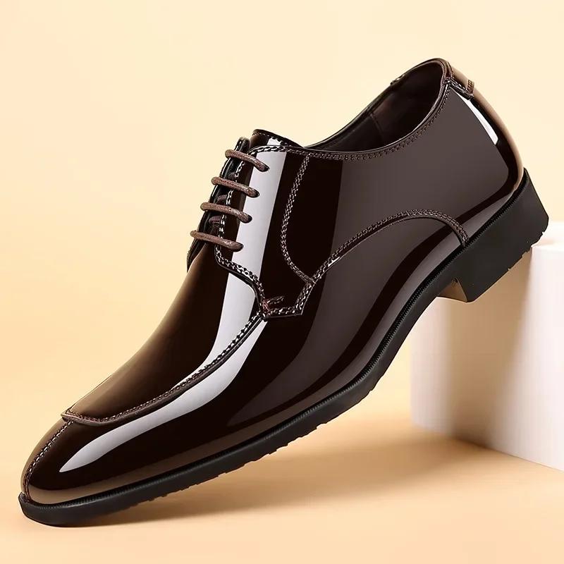 Shoes for Men Fashion Patent Leather Shoes Luxury Pointed Toe Oxford Shoes Men High Quality Business Shoe Designer Wedding Shoe
