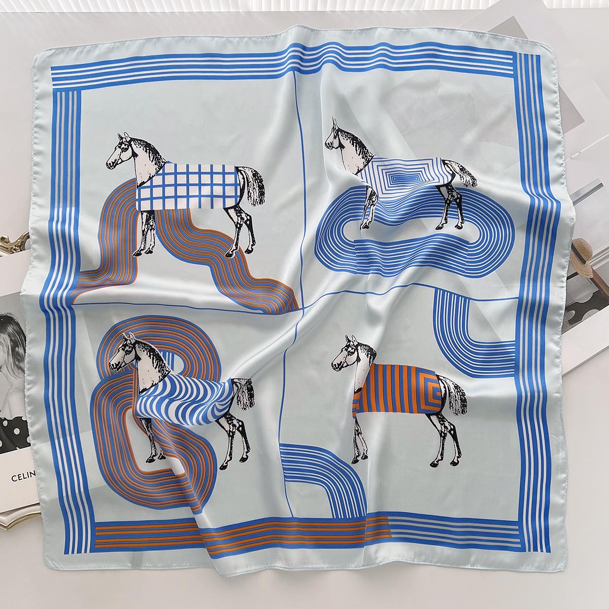 

Sigongge Шелковый шарф с узором пони Женский летний ветрозащитный декоративный платок в иностранном стиле Универсальный шарф