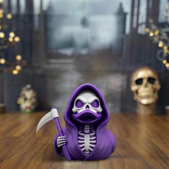 Scythe Skeleton Duck Figurine Resin Gothic Duck Ornament Skeleton Duck Collectible Statue for Halloween Decor Home Office Desk