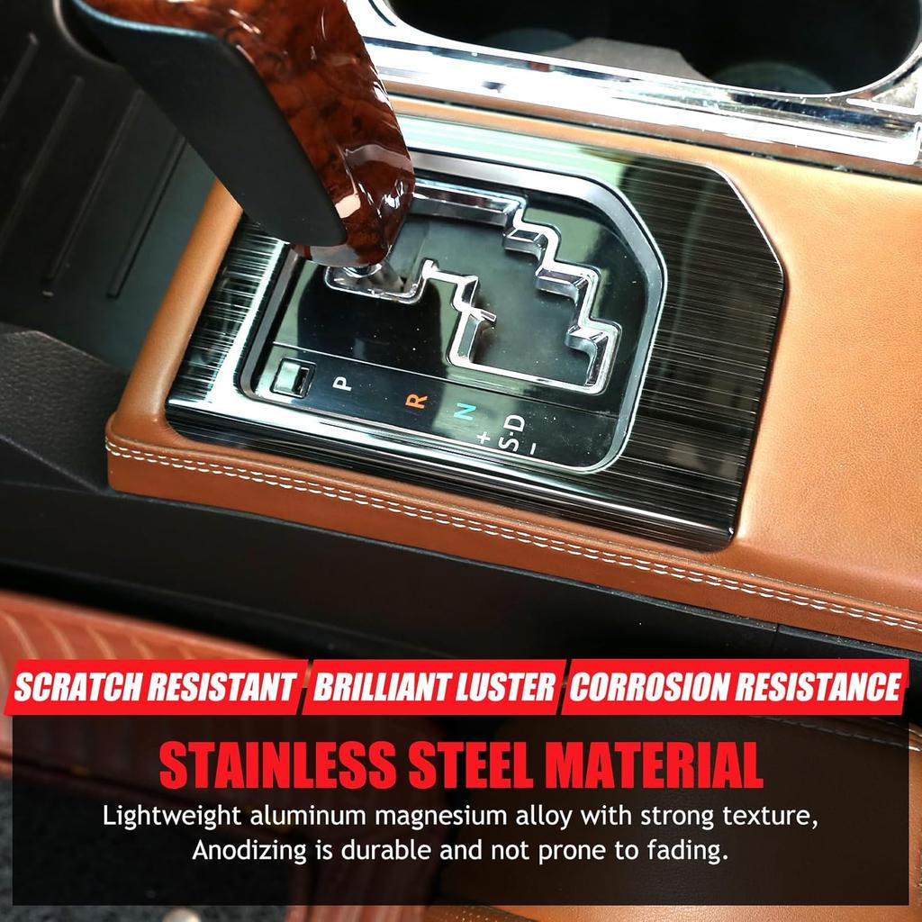 LLKUANG for Toyota Tundra 2014-2021 SUV Stainless Steel Center Console Gear Shift Panel Frame Trim Car Accessories (Black)