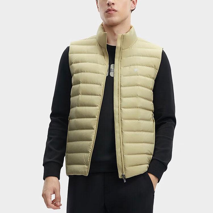 FILA Solid Color Zipper Stand Collar Down Vest Men vests Yellow F11M342915F-YE