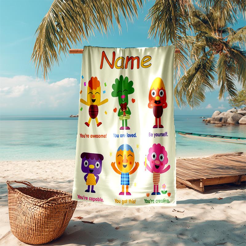 Personalized customized proof beach towel with Super Simple Songs pattern - soft, absorbent,quick-drying,perfect swimming,camping&bathing