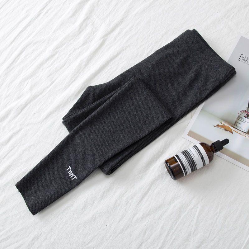 Damen Graue Gerippte Thermoleggings, Fleecegefüttert & Schlankmachend, Ideal für Herbst/Winter, Schmaler Beinverlauf, Enge Baumwollhose für Draußen