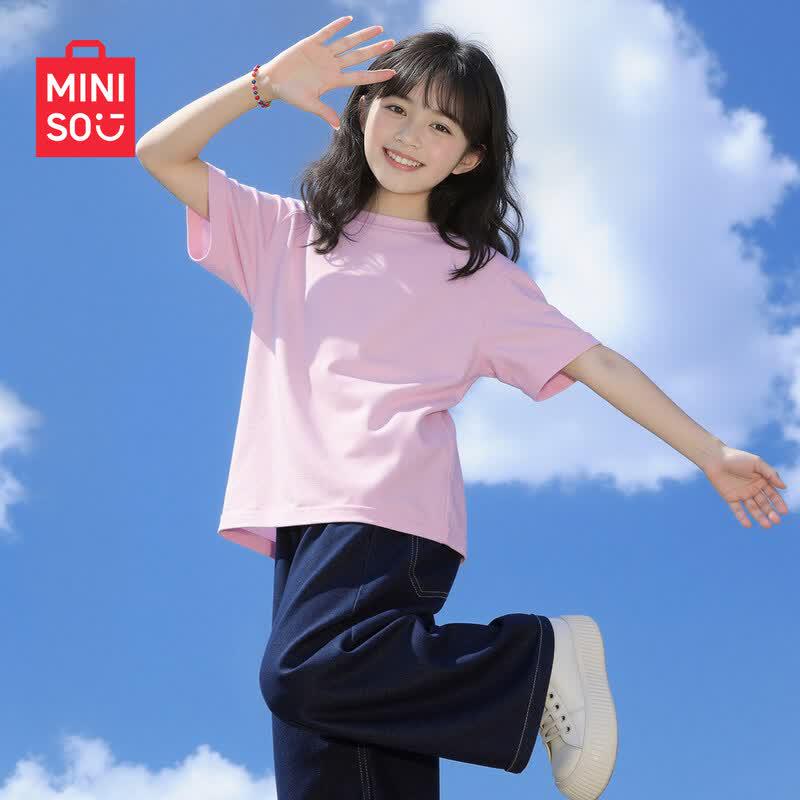 MINISO Girls' Summer 2026 Pure Cotton Short Sleeve T-Shirt