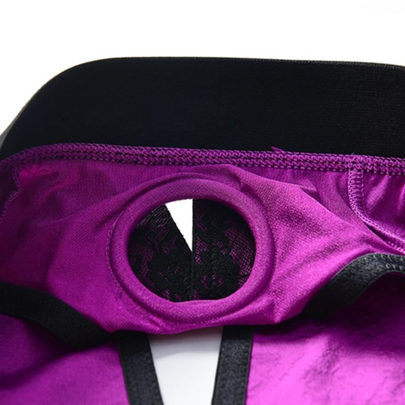 Women Sexy Strap On Harness Pants Strapless Lingerie Bottoms Sexy Open Crotch Lace Panties Strap on Briefs Harness Pants
