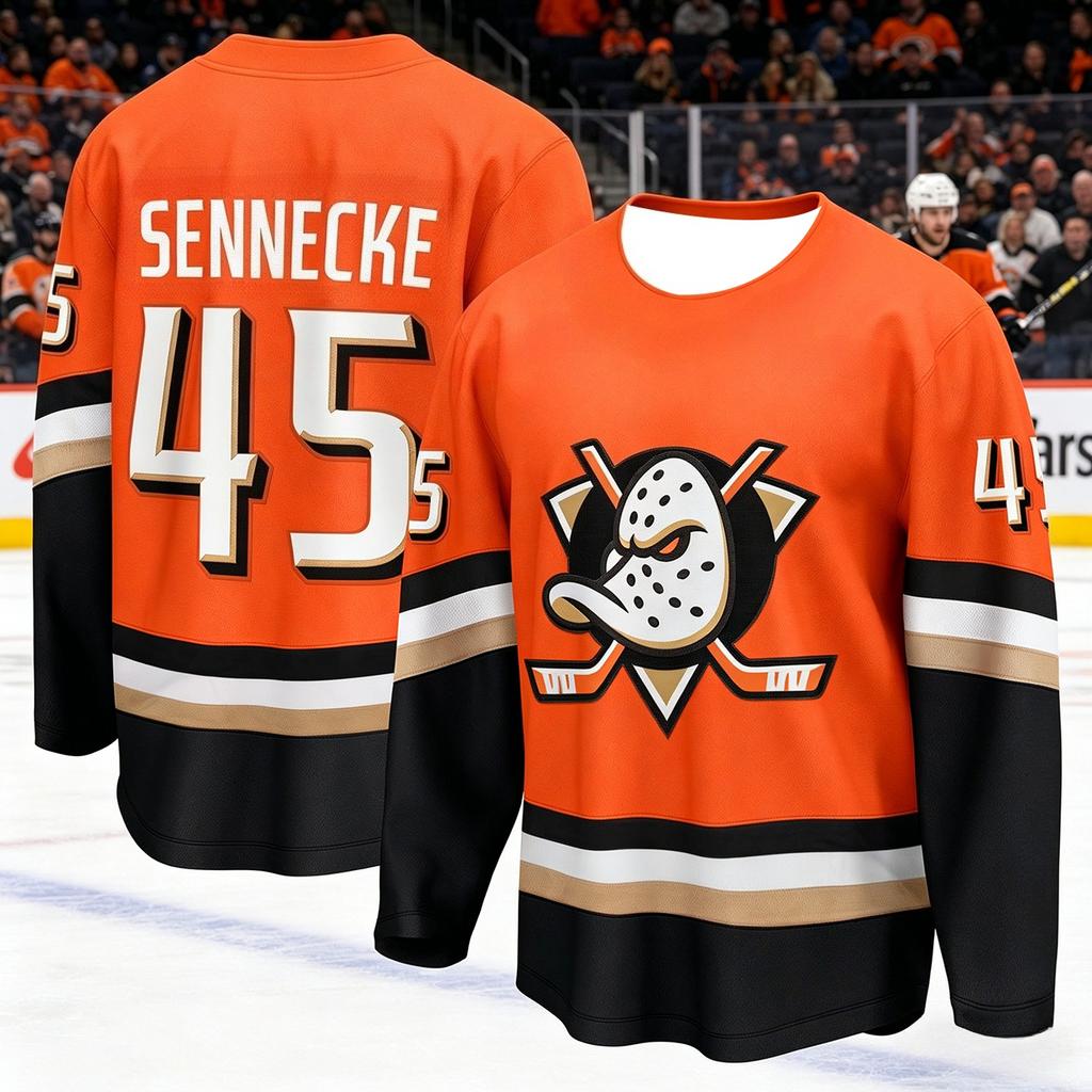 2026 New Men's Ice Hockey Training Shirt for The Duck Team - 3D Print, Breathable, Moisture-Wicking Long-Sleeved T-Shirt Kids