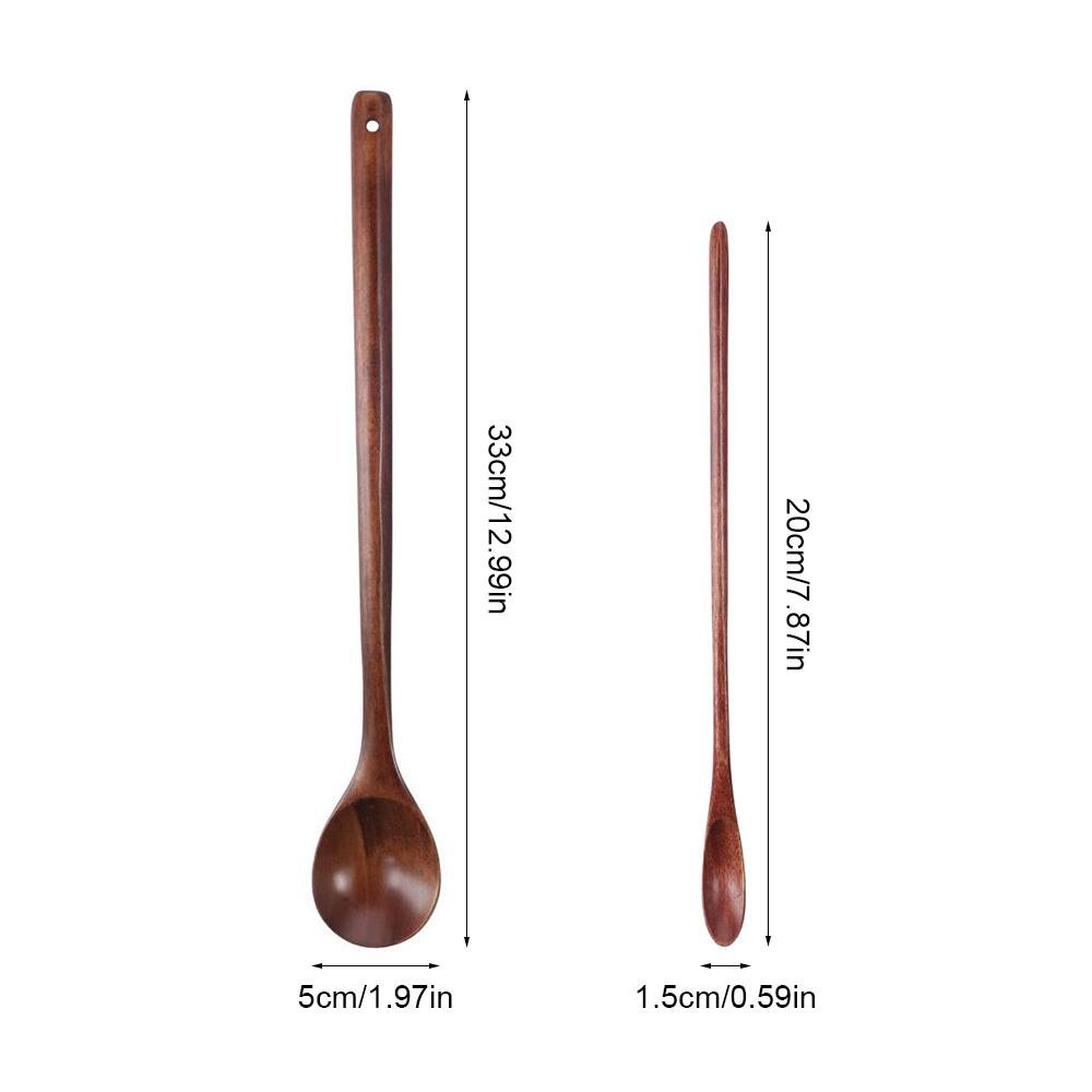 Wooden Wooden Spoons 7.8X0.59inch 13x2inch Wood Coffee Spoons Vintage Stirrer Spoon for Kitchen Soup Coffee Honey