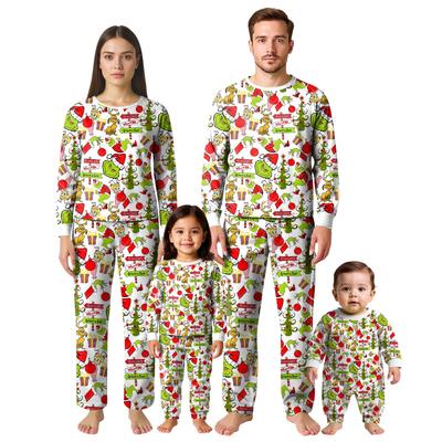 Christmas Prints Family Matching Long Sleeve Tops+Pants Set Family Matching Sets