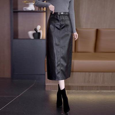 2025 High-Waist Midi-Bleistiftrock aus PU-Leder - Herbst/Winter Kollektion
