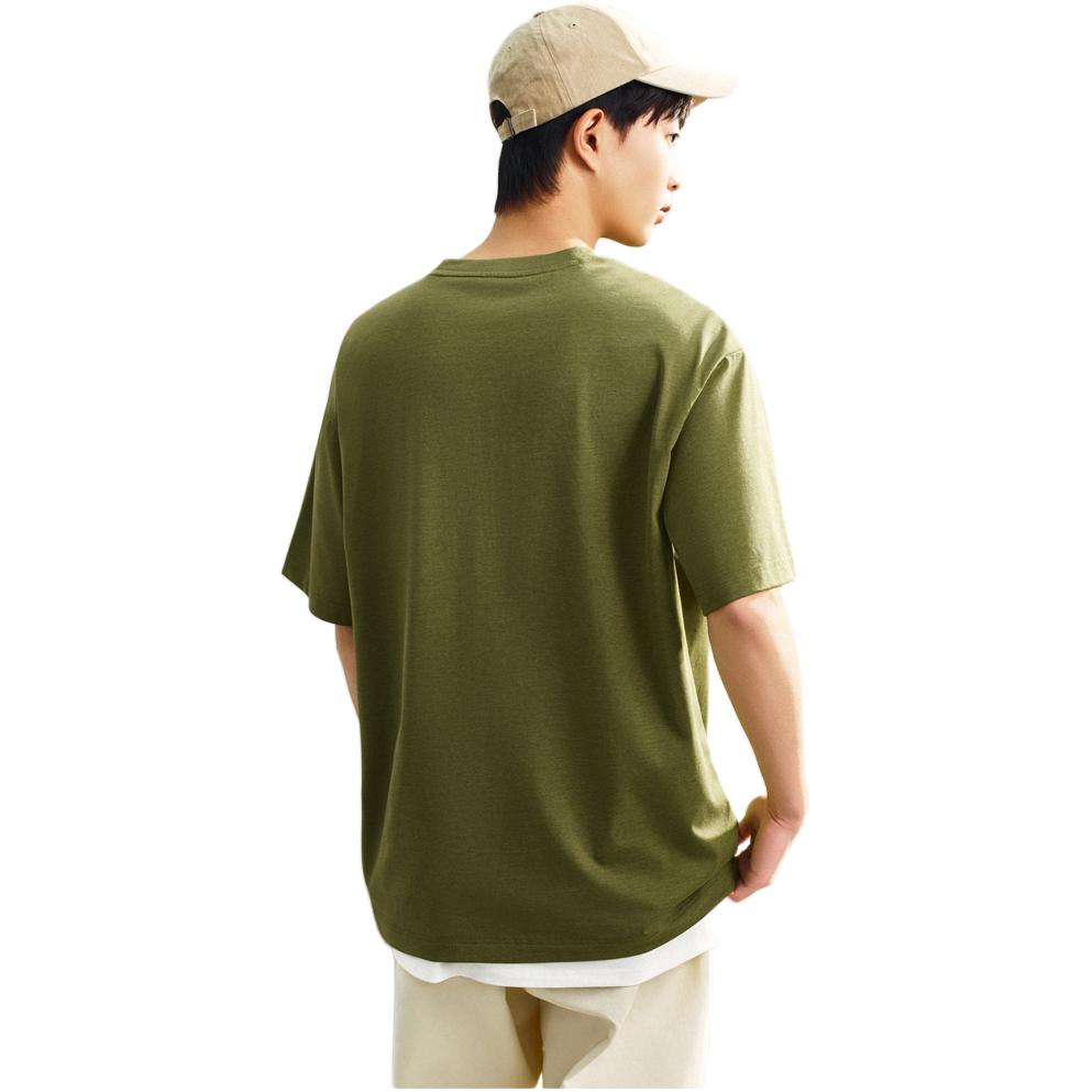 Anta Comfortable Simple Versatile Loose Casual Letter Short Sleeve T-Shirt Men Tops Recycled-Green 152528127-4