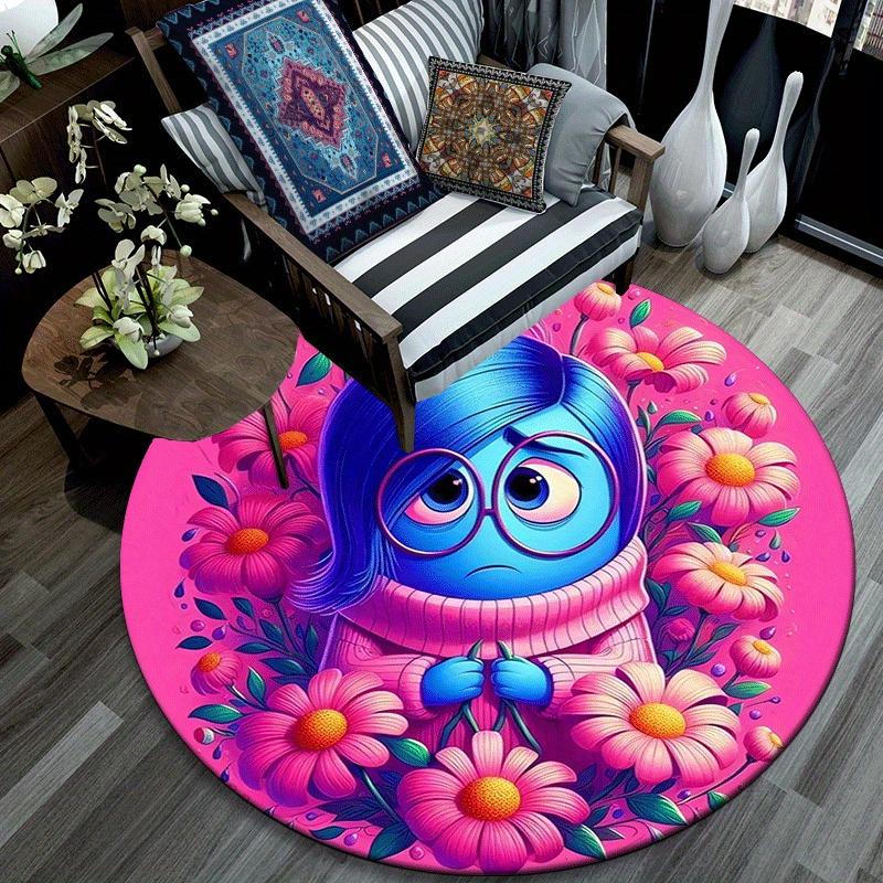 1pc Inside Out Round Area Rug - Non-Slip, Machine Washable Polyester Carpet for Living Room & Bedroom Decor