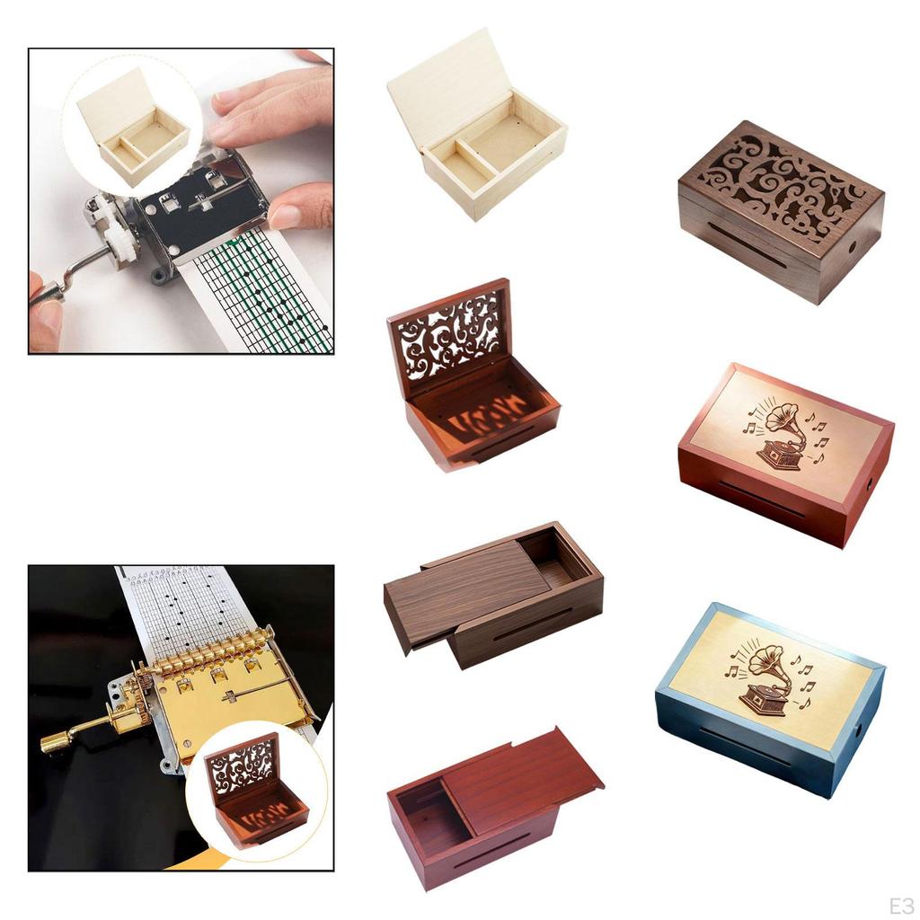 30 Note Wooden Music Box, Easy to Use, Hand Crank Ideal for Christmas, Halloween,