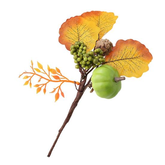 Halloween Artificial Pumpkin Branches Faux Fall Pumpkin Bouquet Fake Pumpkin Maple Leaf Picks for Harvest Thanksgiving Floral Arrangement Tabletop