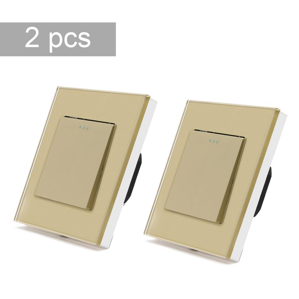 BSEED 1/2/3Gang Wall Switches 2Way Mechanical Light Switch On Off For Stairs Halls Glass Wall Rocker Switch EU Standard 2Pack