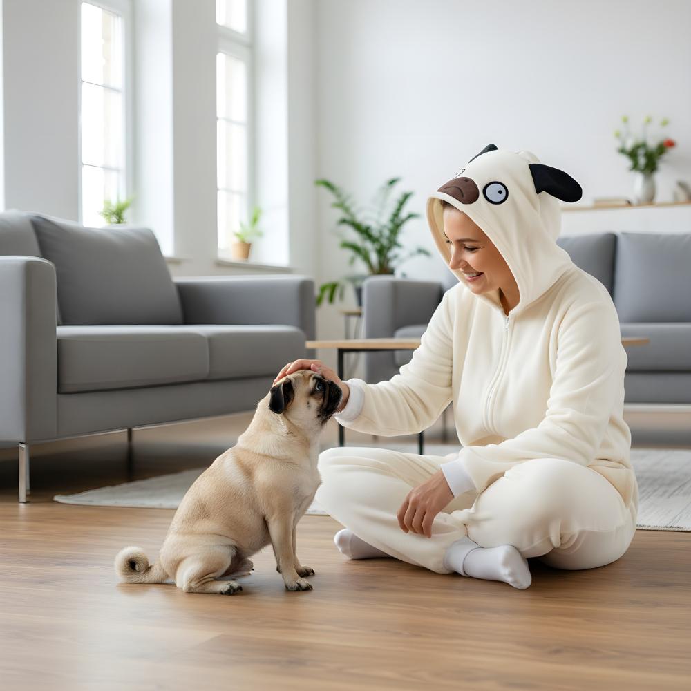Piżama Onesie Kigurumi Kostium Przebranie Mops Xxl: 185 - 195Cm