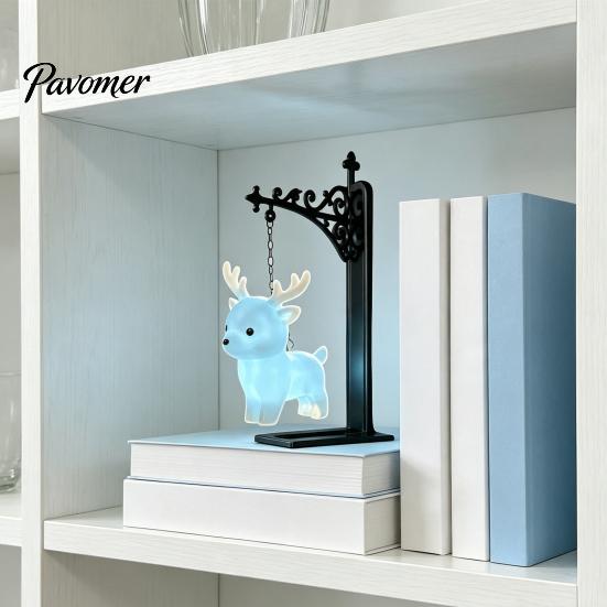 Indoor Hanging Lantern for Vacations Magic Owl Bird Deer Bookend Lamp, Gothic Metal Bookshelf Light, Relaxed Reading Light Den Vintage Library Animal