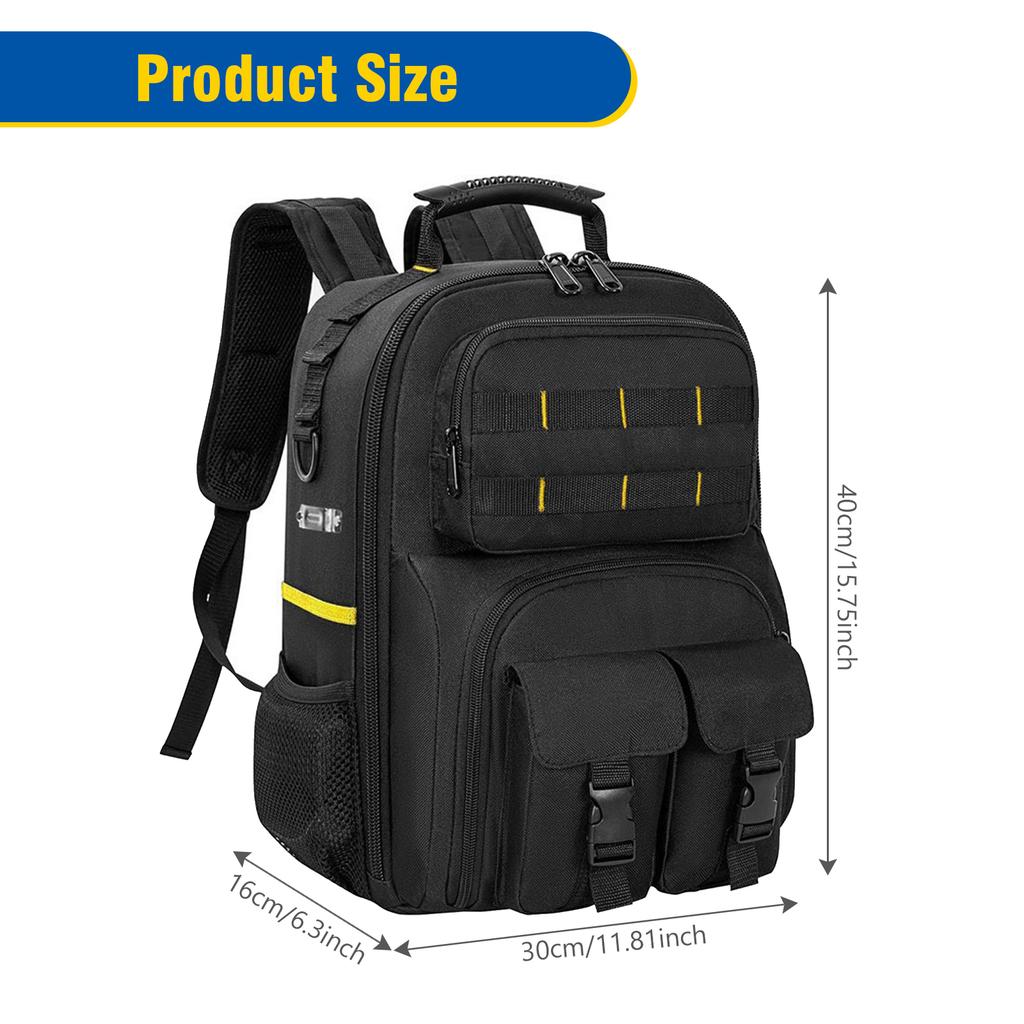 Professional Work Shoulder Bag Wear Resist Thicken Tool Backpack Hardware Tool Storage Bag for Construction Contractors Plumbing