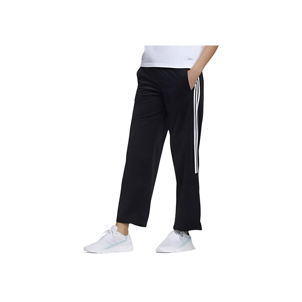 Adidas Logo Embroidered Straight Leg High Waist Knitted Sports Pants Women Pants Black GK8762