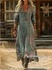 2026 Spring Retro V-neck Long-sleeved Plus Size Dress
