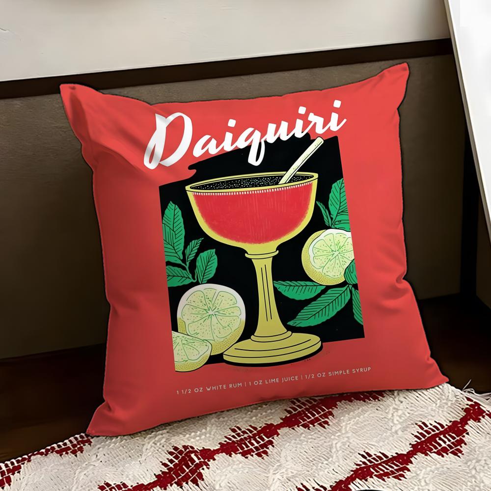 DDaiquiri Cocktail Cushion Cover Reversible Soft Durable Pillow Cover Home Car MultiScene Use for Daily Comfort