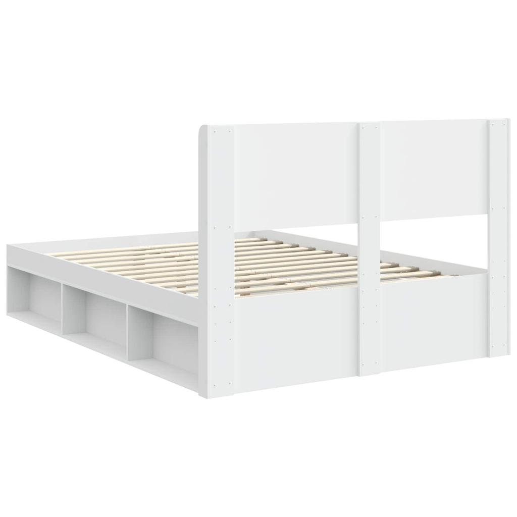 Struttura Letto con Spazio Contenitore e Testiera Bianca 150 x 200 cm