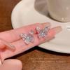 2025 Trendy Korean Micro-Inlaid Zircon Bow Earrings with S925 Silver Needle and Pearl for Women