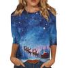 Women's Fashion Casual Christmas Printed Round Neck Long Sleeve Pullover Top