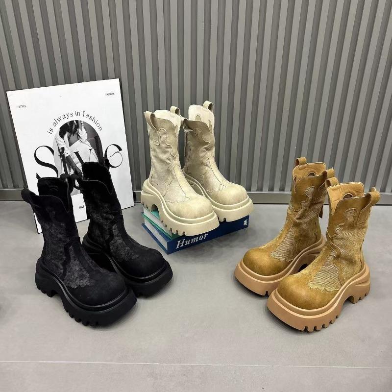 Moda Platforma Damskie Botki na Kostkę Wysokie Obcasy Projektanckie Buty Jesienne Krótkie Botki 2025 Botki Chelsea Moda Gotycka Do Chodzenia Mujer Zapatos