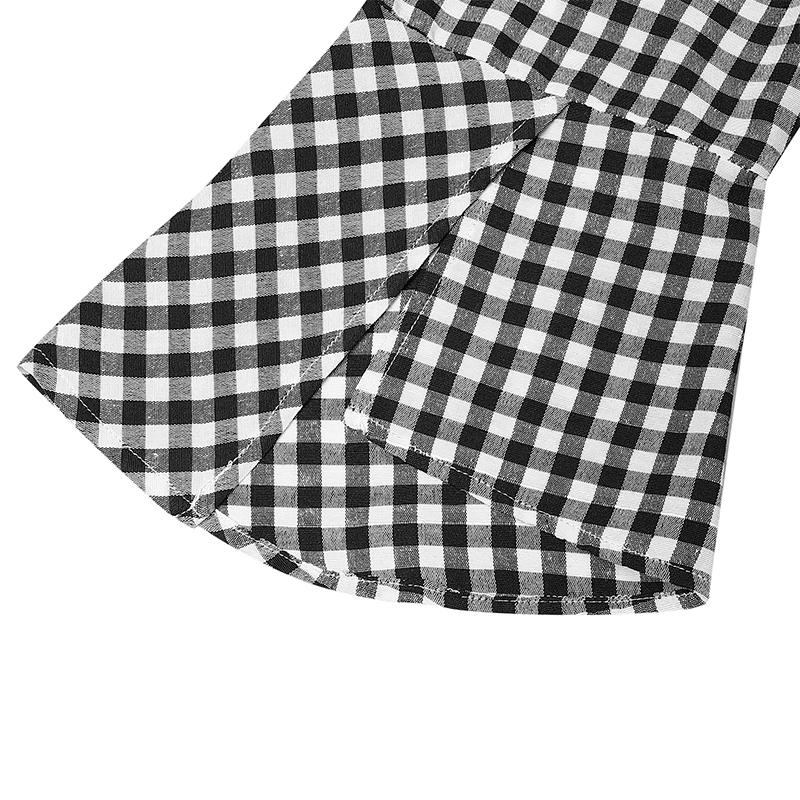 ZANZEA Women Casual Round Neck 3/4 Sleeve Loose Plaid Print Blouse