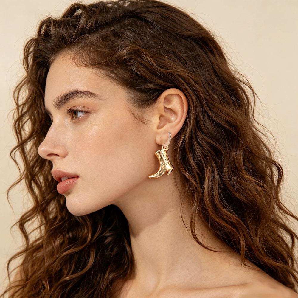 Fashion Cowboy Hat Boot Earring Punk Geometric Pendant Earrings Punk Rock Jewelry