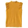 Summer New Simple Solid Color Semi-turtleneck Pleated Pullover Sweater Women Wear Sleeveless Vest Top