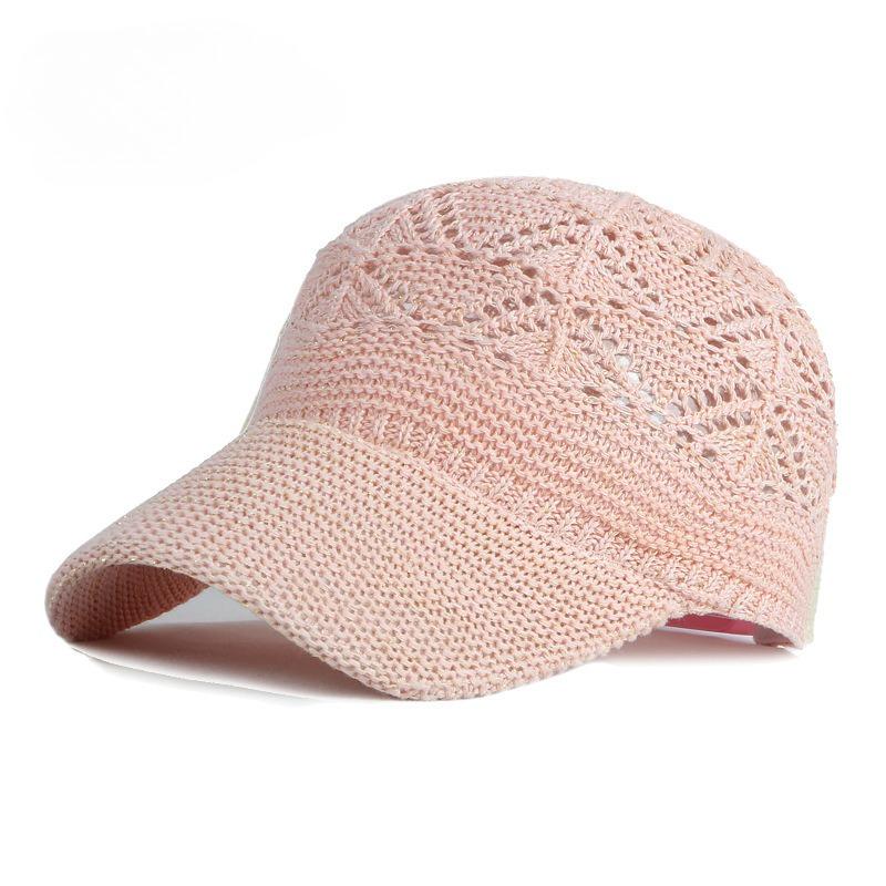Women's Knit Baseball Cap Breathable Mesh Summer Sun Hat Hollow Out Crochet Cap Outdoor Beach Headwear