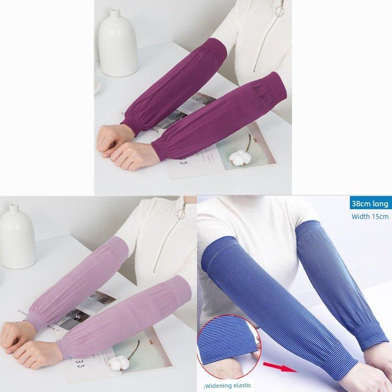 

Sun Protection Oversleeve Men s and Women s Long Knitting Stretch Cotton Work Oversleeve Adult Summer Loose Thin Breathable Arm Sleeve Wine red + blue + light purple [3 pairs]] M