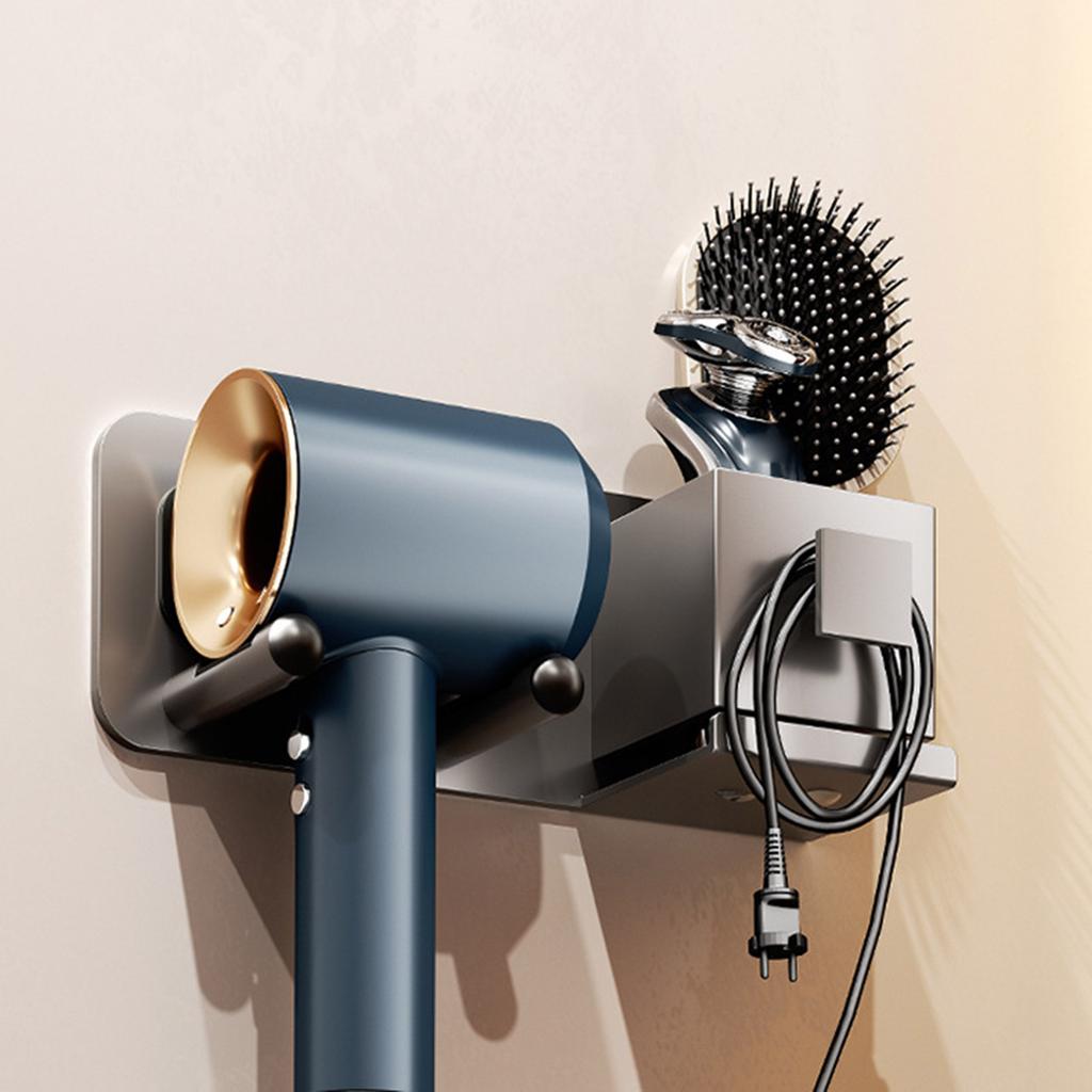 Hands Free Hair Dryer Holder Storage Box Aluminum Shelf For Bathroom Organizer Storage Rack Bathroom Accessories Set
