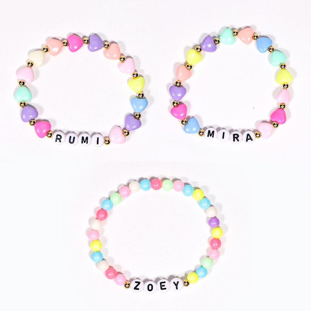 Cross-Style 3-Piece Bracelet Set: Demon Slayer Corps Inspired Cartoon & Letter Accents