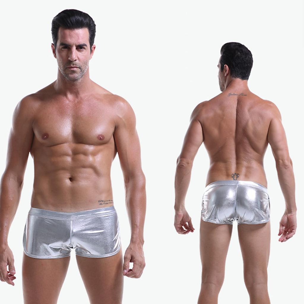 Men's Underwear, Low-waisted Faux Leatherunderwear, Sexy Concave-convex Pockets, Boxer Shorts, And Four-corner Shorts
